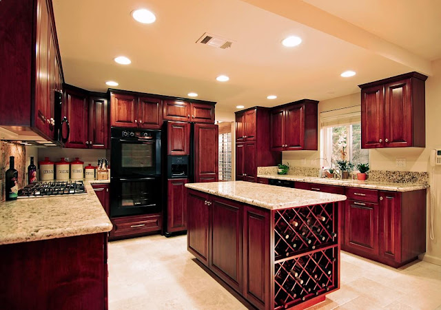 Red Mahogany Kitchen Cabinets Home Interior Exterior Decor