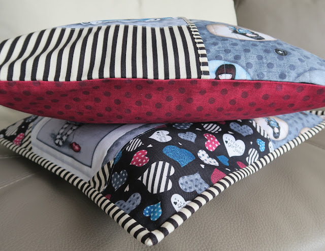 Luna Lovequilts - Two quilted reading cushions / pillows in Santoro designs