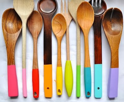 Color+dipped+wood+spoons