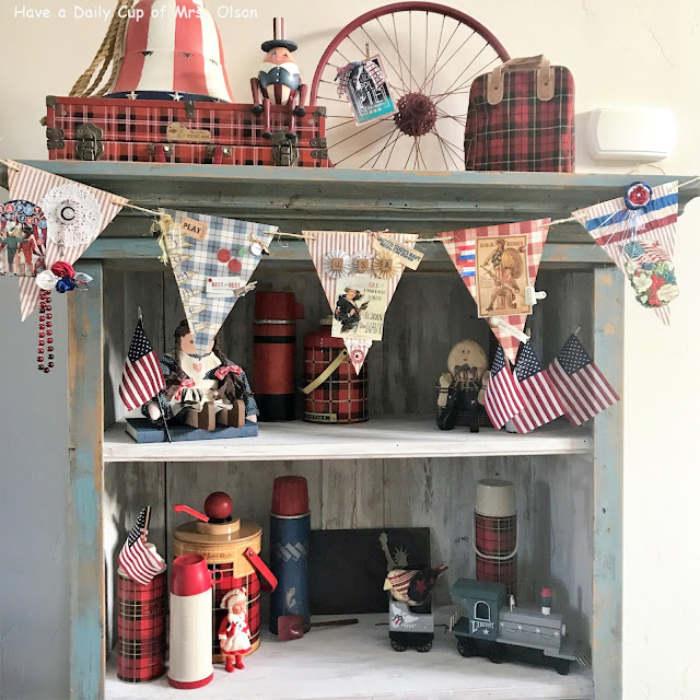 Have a Daily Cup of Mrs. Olson-Patriotic filled entry cabinet