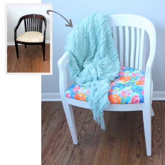 Before and After: Reupholstered Chair DIY using Milk Paint | DIY Playbook