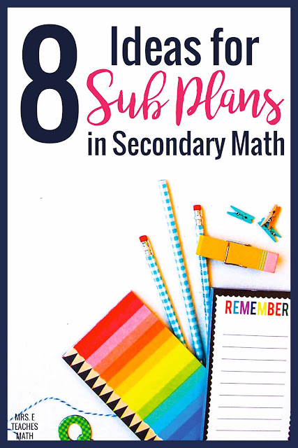 Need FREE emergency sub plans for middle school or high school?  These substitute teacher ideas would be great in any secondary math class.