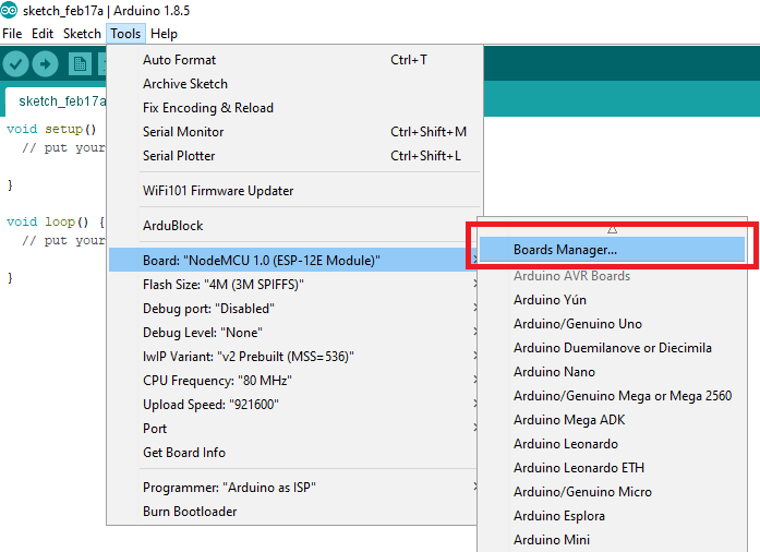 Set up for IoT Using Arduino & ESP8266
