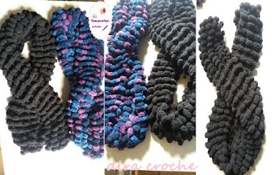 Cachecol de adulto feito com linha de pom pom Cachecol de adulto feito com linha de pom pom