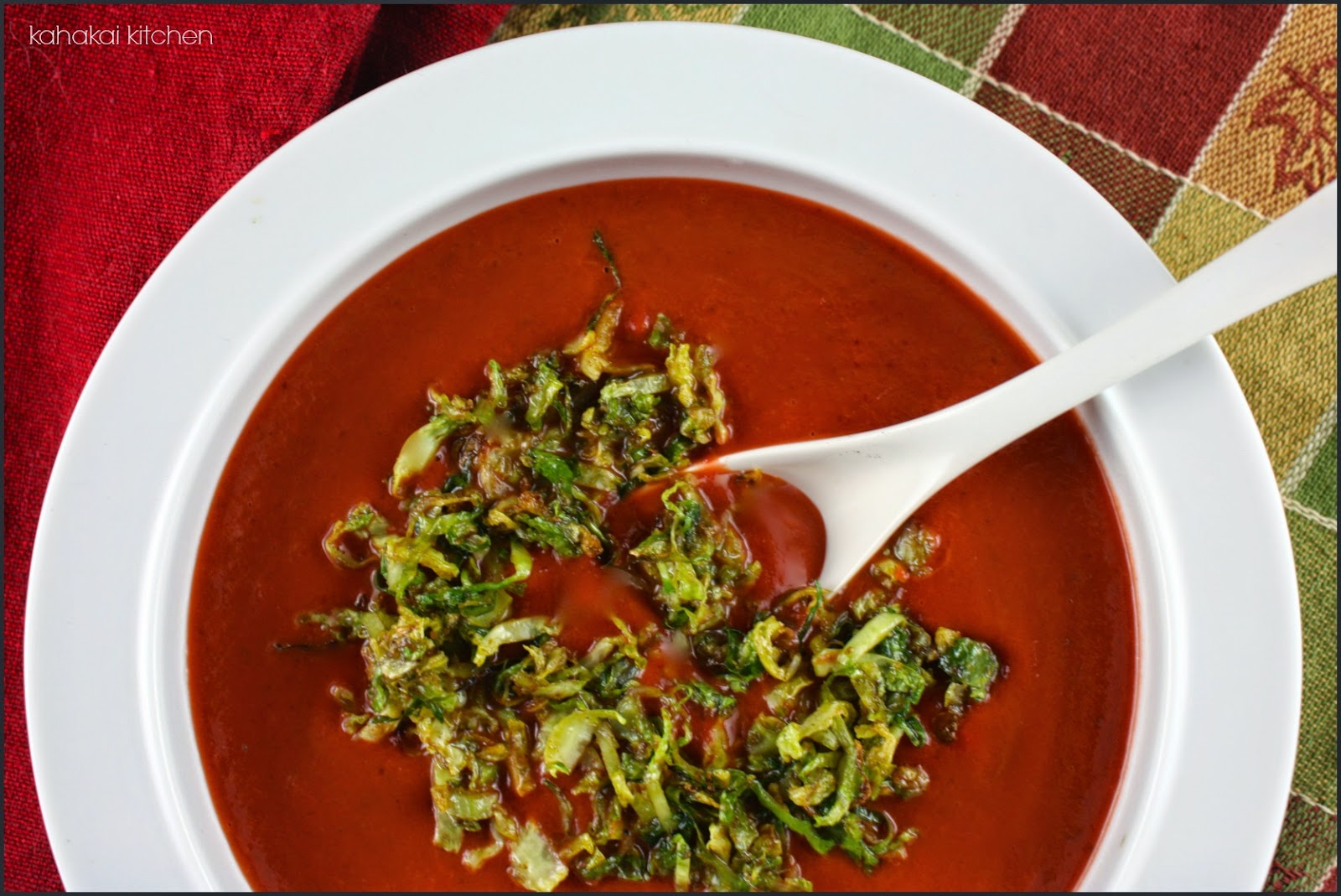 Kahakai Kitchen: Giada's Cranberry Soup with Curried Shredded Brussels ...