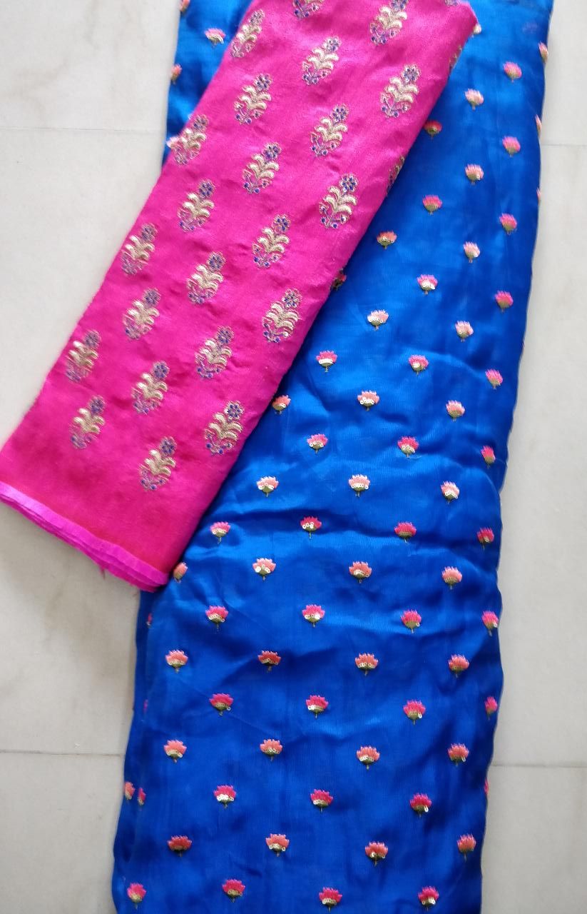 Jute gerogette sarees with blouse