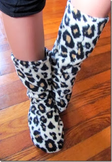 cheetah print fleece socks homemade