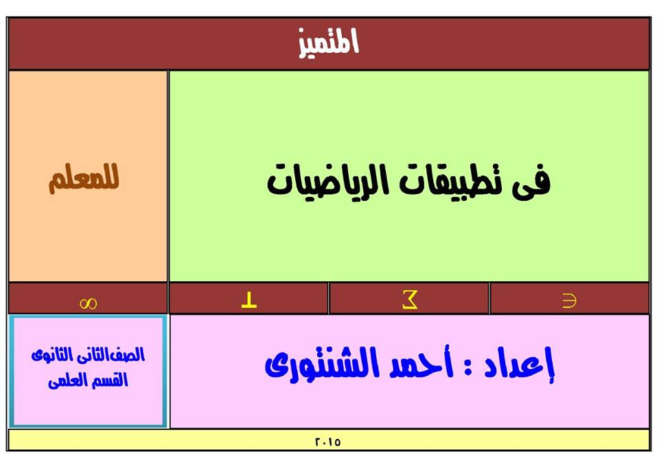 مذكرة مراجعة ليلة الإمتحان في مادة رياضة الصف الثاني الثانوى مذكرة مراجعة ليلة الإمتحان في مادة رياضة الصف الثاني الثانوى