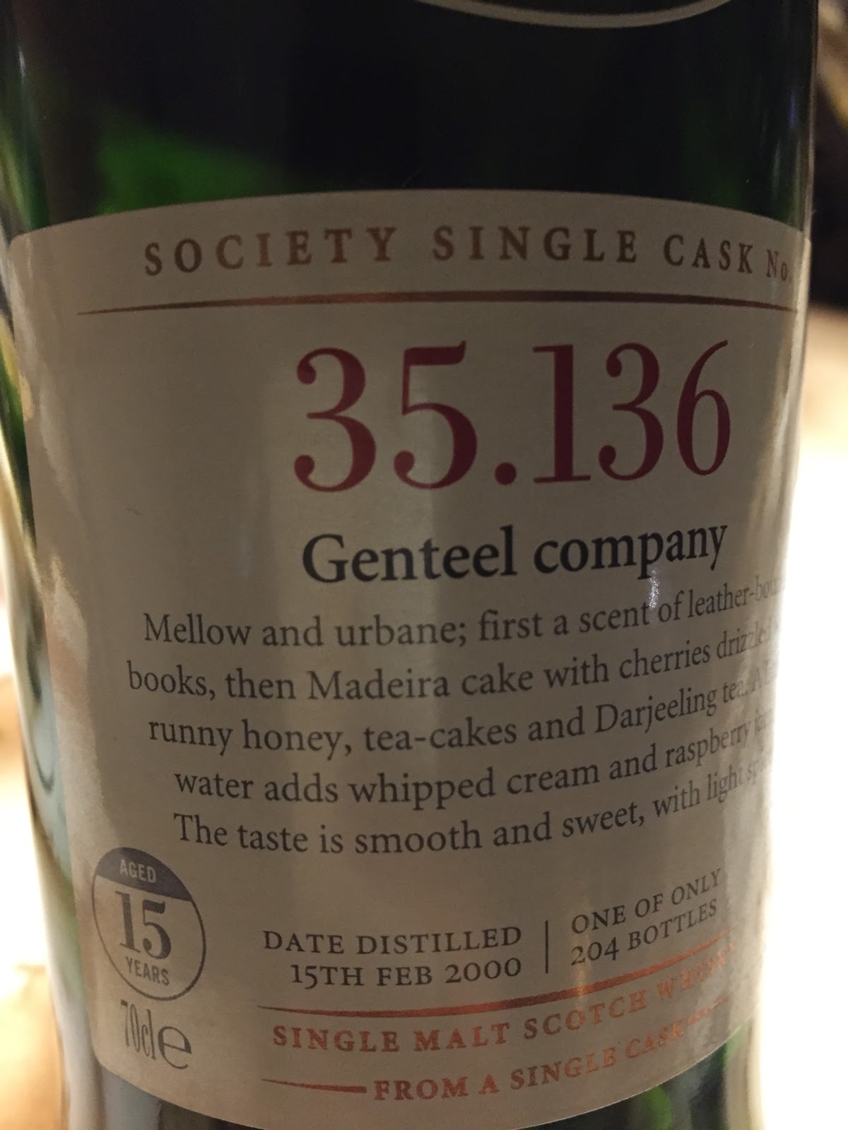 そのウィスキーをもう一杯 レビュー グレンマレイ 00 15年 Smws 35 136 涼しい山の