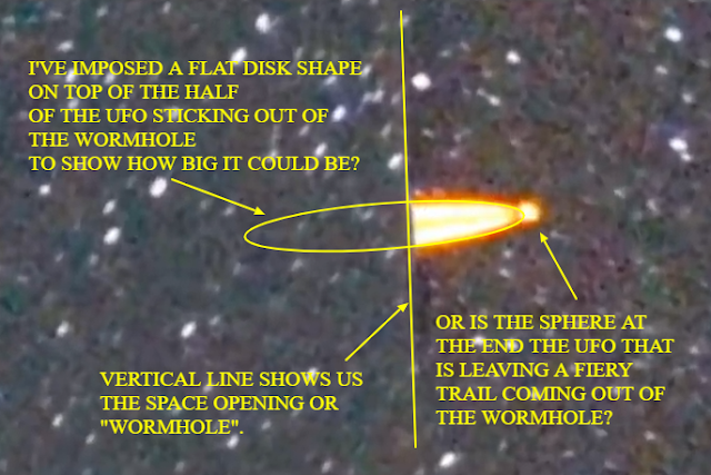 Here I've shown you what I am seeing in this image taken from the wormhole UFO video.