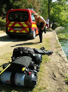 Professional divers at Lake Bled.