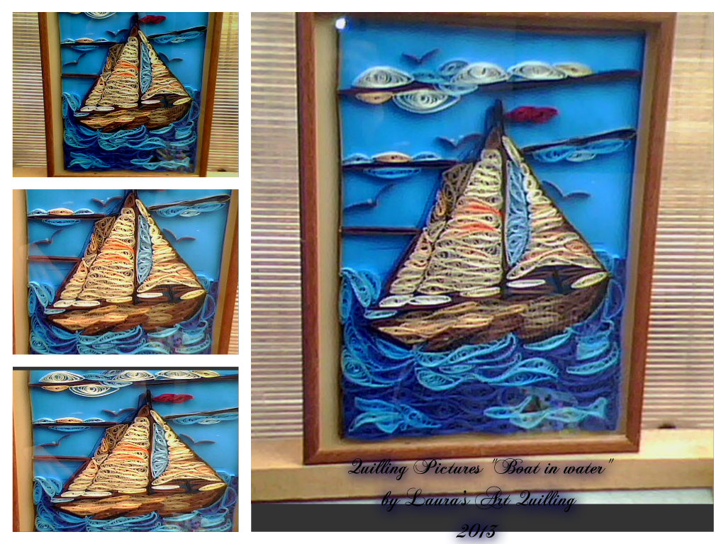 Laura's Art Quilling Quilling Pictures "Boat in water" 2013 by Laura's