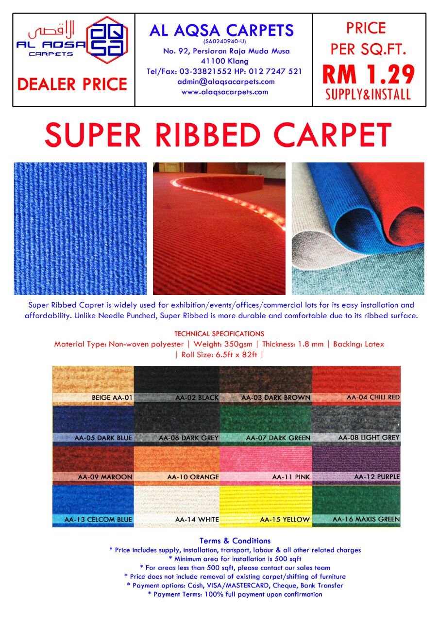 CHEAP CARPET SELANGORKL / KARPET MURAH MALAYSIA SUPER RIBBED CARPET