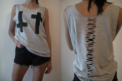 krzyż diy blogerska diy koszulka cięcia moda 2012