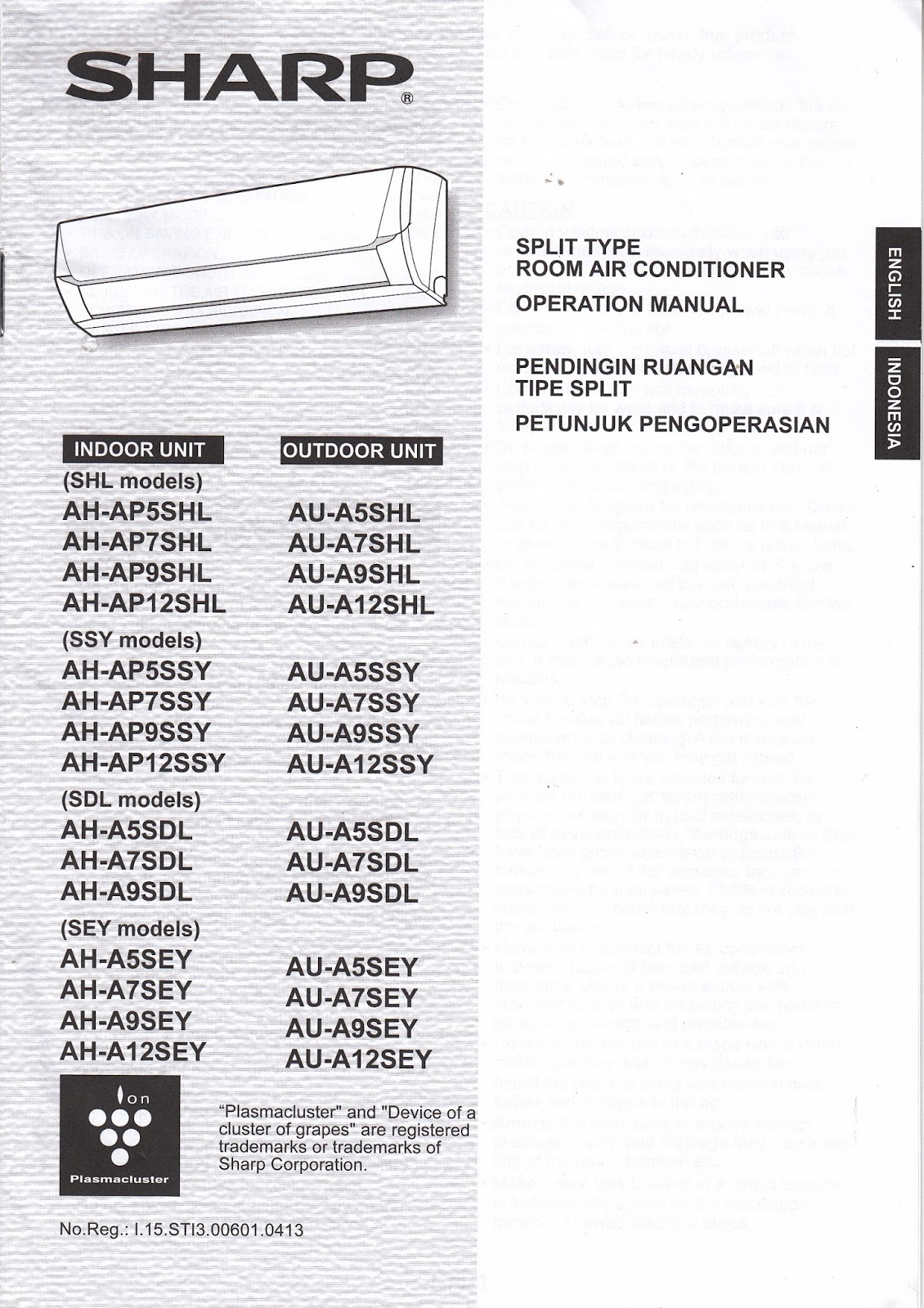 Manual Book : Petunjuk Penggunaan AC Sharp AH-A5SEY - Mambo Djumbo
