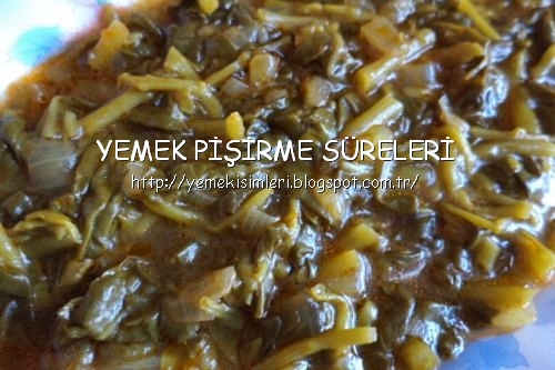 semizotu yemeği pişirme süresi YEMEK PİŞİRME SÜRELERİ