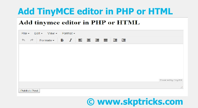 How to Integrate TinyMCE editor with php, How To Adding TinyMCE Text Editor in our Form on PHP, How to install TinyMCE in 5 minutes