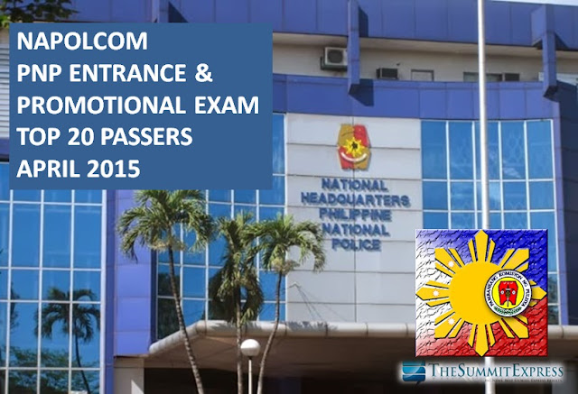 April 2015 NAPOLCOM exam Top 20 Passers named