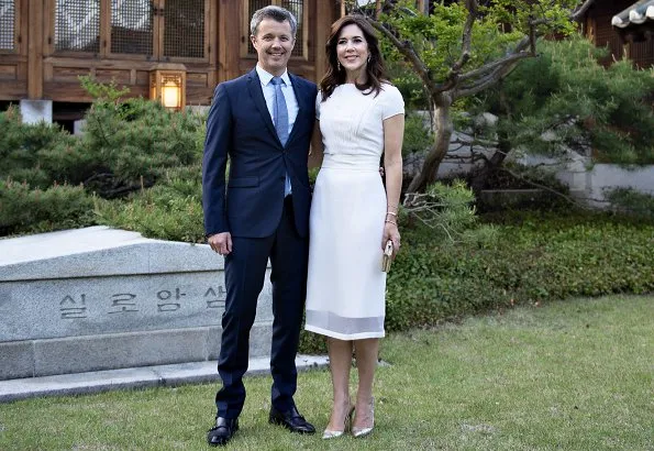 Crown Princess Mary wore a silk midi dress by Marc Jacobs