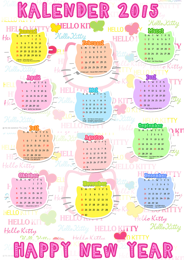 Desain Kalender Hello Kitty | Search Results | Calendar 2015