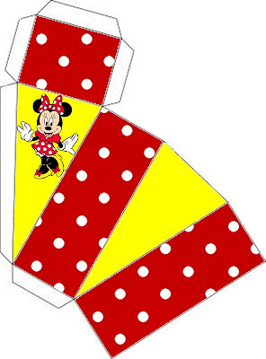 Cajas de Minnie Mouse para imprimir gratis, fondo rojo. Para hacer la tarta de cajitas.