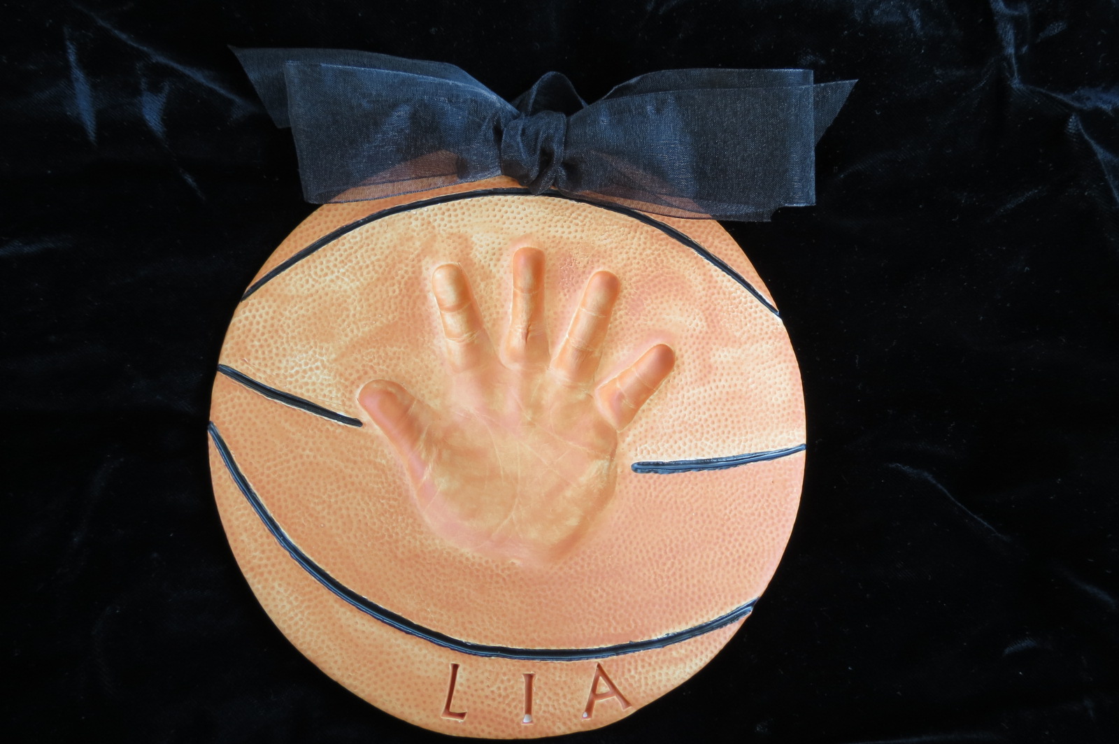 Handprints in Clay Basketball Plaque