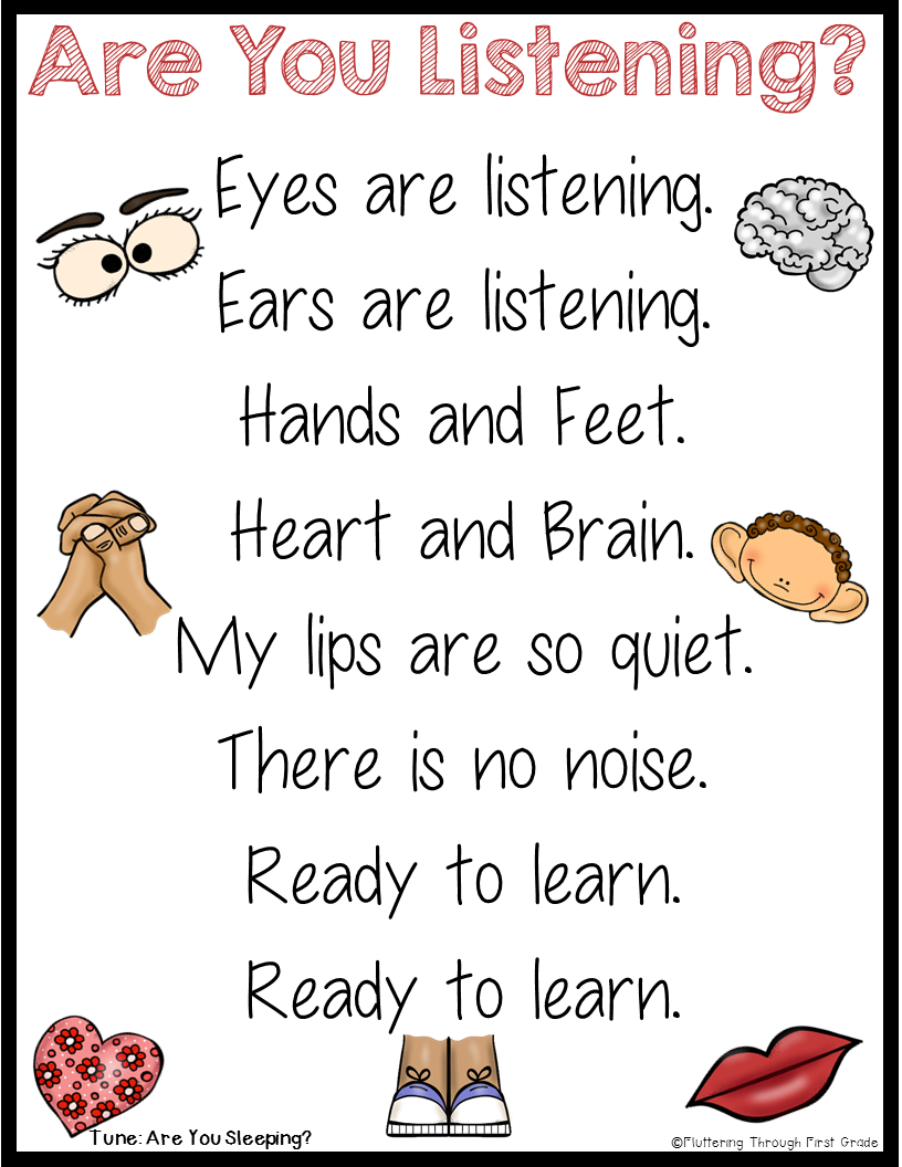 Visual Reminders for Listening Fluttering Through First Grade