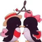 Alfabeto romántico de pingüinos.