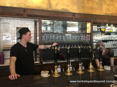 beer taps at Magnolia Gastropub & Brewery in San Francisco, California