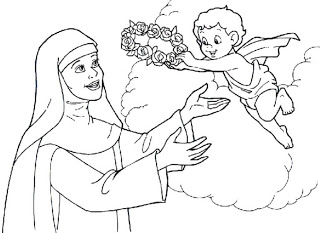 Santa Rosa de Lima y el Niño Jesús colorear