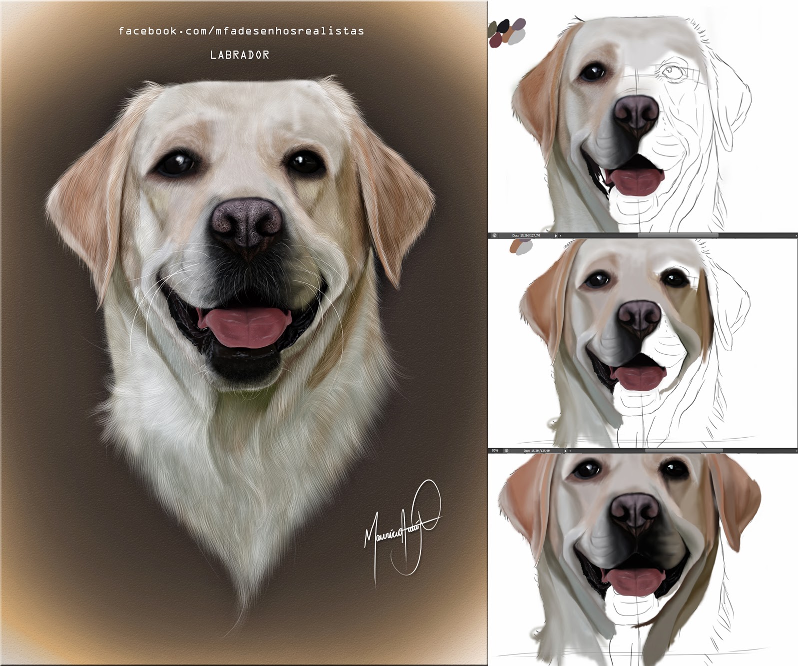 Desenho Realista Pintura Digitais ( Cachorros) Maurício