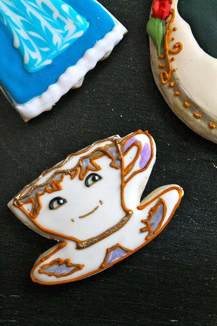 Beauty and the Beast cookies, decorated cookies, beauty and the beast cookies ideas, cookie decorating videos, royal icing recipe. royal icing cookies, Disney cookies, Disney inspired cookies