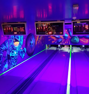 Glow in the dark Bowlingo at Mr B's Amusement Arcade in Rhyl Bowlingo at Mr B's Amusement Arcade in Rhyl