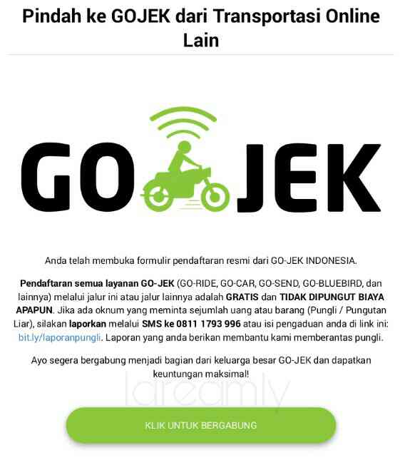 Daftar gojek jalur vip