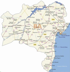 Mapa físico da Bahia.  The Bahia on the map
