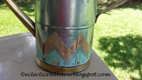 Eclectic Red Barn: Watering Can with two strips of chevron paper