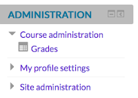 a picture showing the link to the course gradebook in the administration block