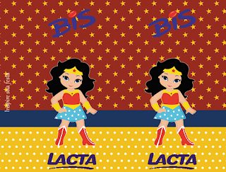Mujer Maravilla Chibi: Etiquetas para Candy Bar para Imprimir Gratis. Etiquetas de Mujer Maravilla Chibi para imprimir gratis.