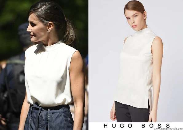 Queen Letizia wore Hugo Boss Exina sleeveless top