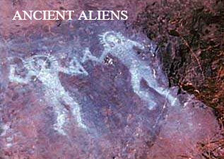 Cave paintings of ancient Alien astronauts.
