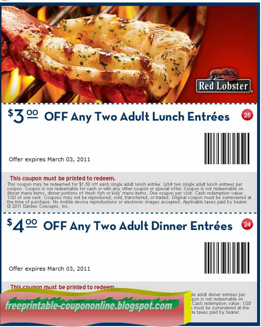 Printable Coupons 2018 Red Lobster Coupons Printable Coupons 2018 Red Lobster Coupons