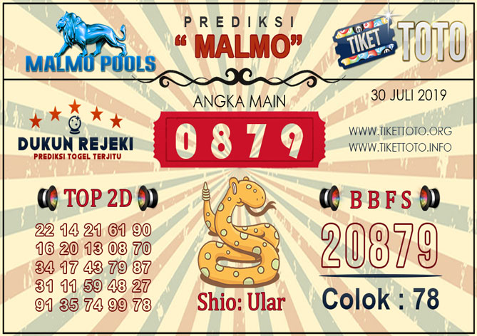 Prediksi Togel MALMO TIKETTOTO 30 JULI 2019