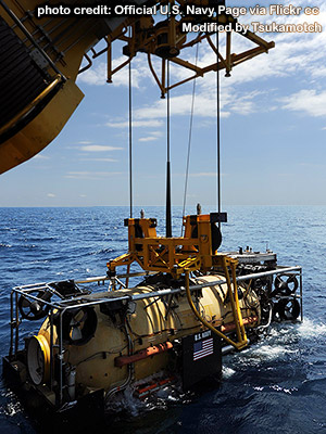 Deep Submergence Unit releases the U.S. Navy Submarine Rescue Diving and Recompression System's Pressurized Rescue Module Falcon photo credit by Official U.S. Navy Page
