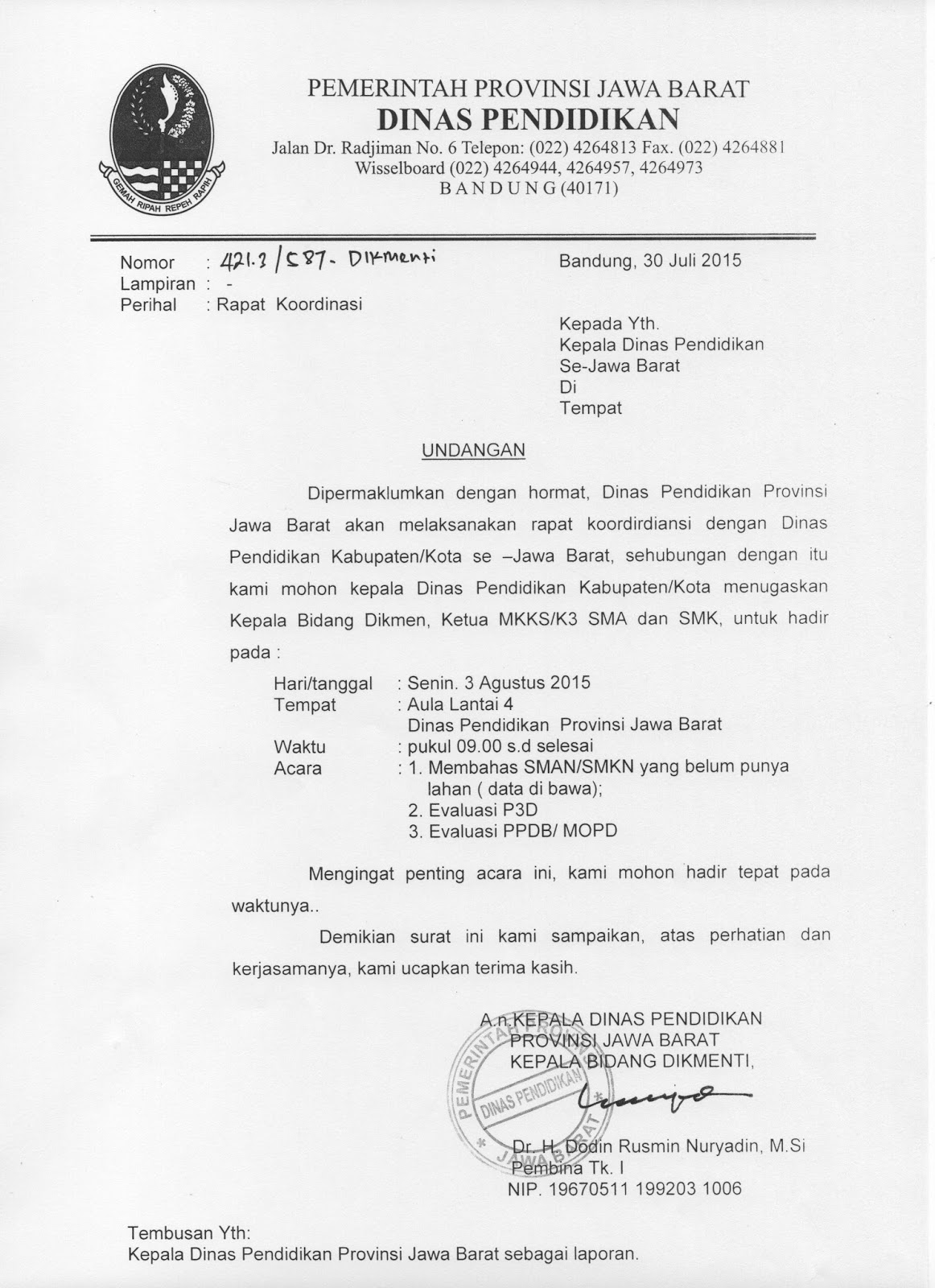 MKKSMK JABAR: UNDANGAN RAPAT KOORDINASI
