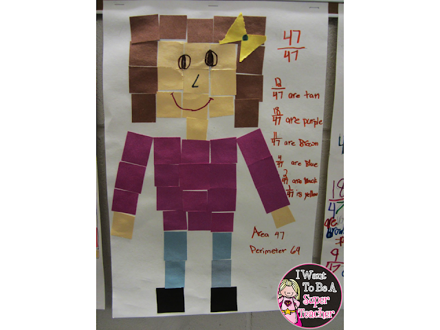 Making mosaic portraits to teach area and perimeter in the elementary classroom from I Want to be a Super Teacher
