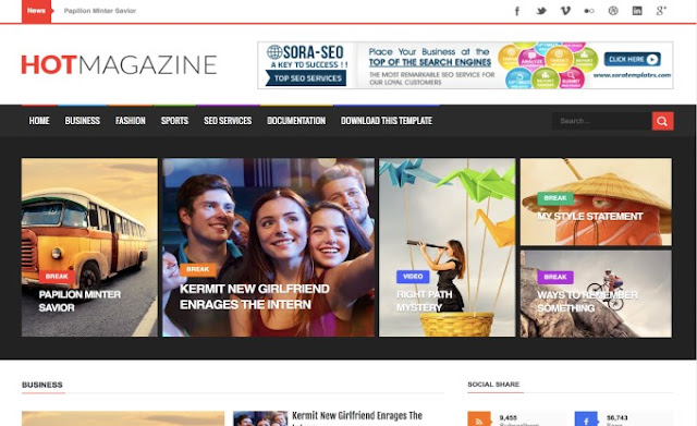 Hot Magazine Responsive Free Blogger Theme