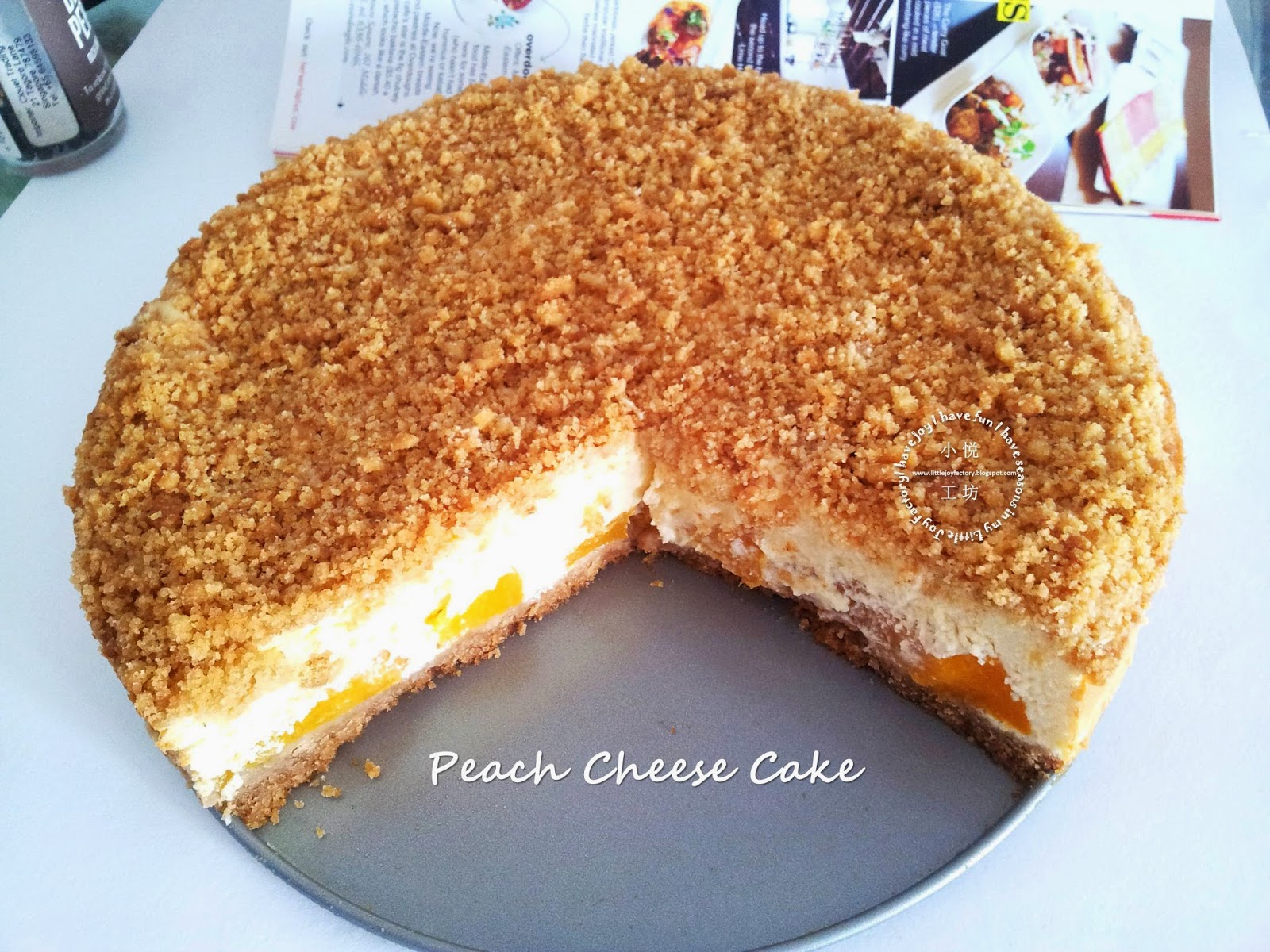 Peach Cheesecake with Digestive Biscuit Streusel
