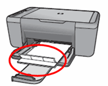 Impresora con página atascada en parte frontal.