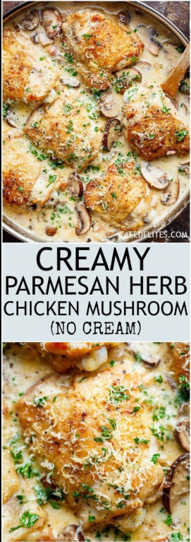 creamy parmesan herb chícken mushroom (no cream optíon) - Food & Drink ...