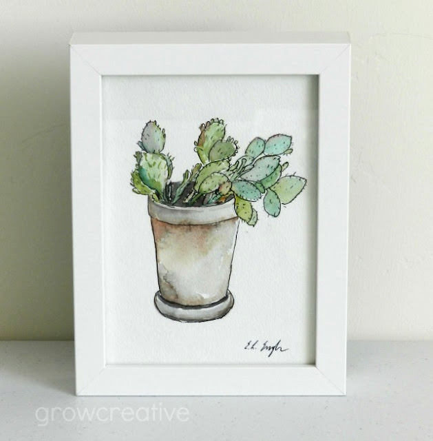 Watercolor Cactus Painting by Elise Engh: growcreativeblog